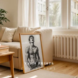 Stylized Masculine Body Line Art Digital