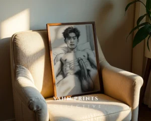 Stylized Masculine Torso Illustration Wall Decor