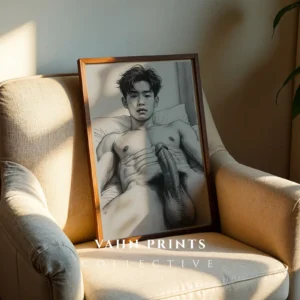 Stylized Masculine Torso Illustration Wall Decor