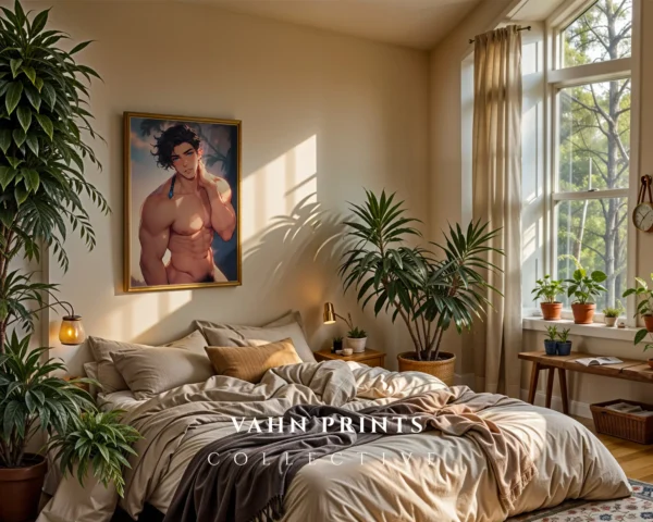 Modern Printable Anime Male Nude Wall Art Digital Download