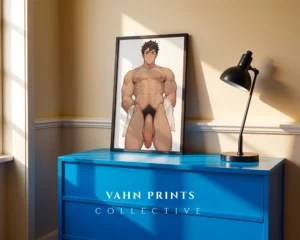 Modern Anime Male Nude Poster Digital Download Wall Art