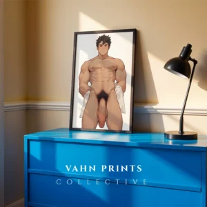 Modern Anime Male Nude Poster Digital Download Wall Art