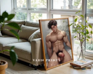 Digital Poster Anime Male Nude Printable Modern Room Decor
