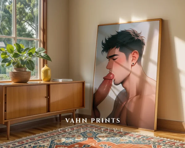 D126c_m1 Nude Anime Male Wall Art Digital Printable Poster