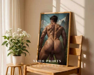 Modern Digital Anime Male Nude Poster Printable Wall Decor