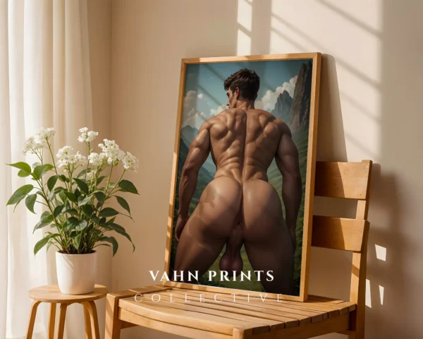 Modern Digital Anime Male Nude Poster Printable Wall Decor