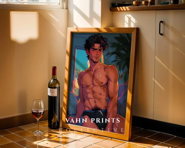 Anime Male Nude Poster Modern Digital Wall Art Printable