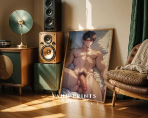Digital Modern Anime Male Nude Poster Printable Wall Art