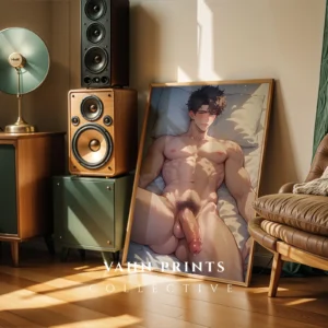 Digital Modern Anime Male Nude Poster Printable Wall Art