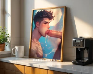 Digital Anime Male Nude Poster Modern Wall Art Printable