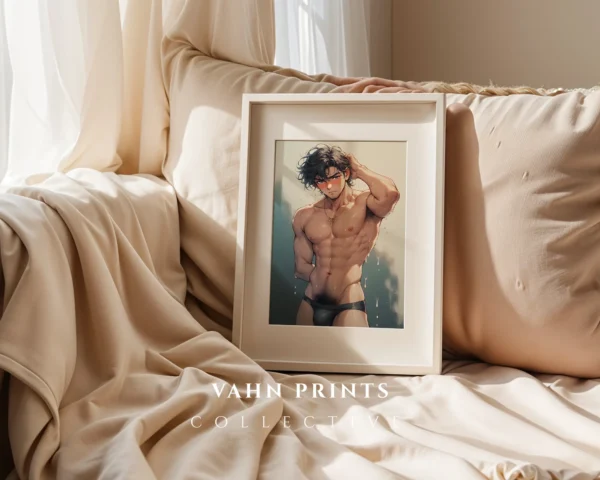 Modern Printable Poster Nude Male Anime Digital Wall Art
