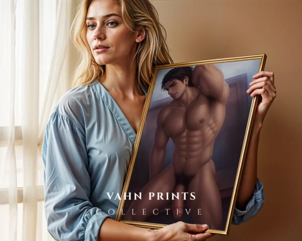 Digital Poster Nude Anime Male Printable Modern Wall Art