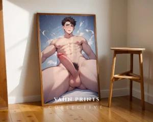 Anime Male Nude Poster Printable Modern Digital Wall Art