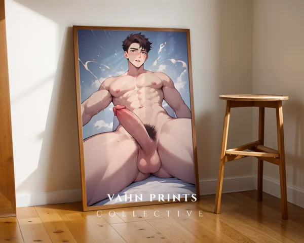 Anime Male Nude Poster Printable Modern Digital Wall Art