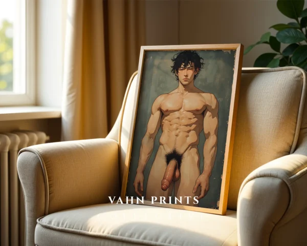 Printable Digital Poster Nude Male Anime Wall Art Modern