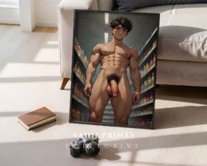 Digital Poster Anime Male Nude Modern Printable Wall Decor