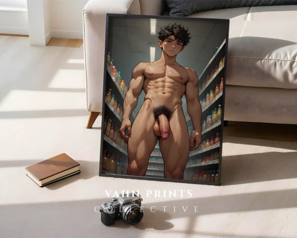 Digital Poster Anime Male Nude Modern Printable Wall Decor