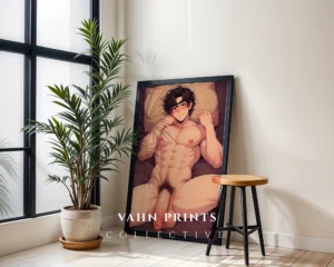 Printable Anime Male Nude Digital Poster Modern Wall Art