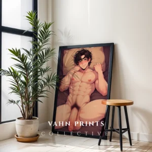Printable Anime Male Nude Digital Poster Modern Wall Art
