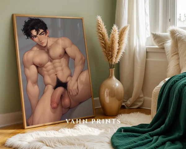Anime Male Nude Poster Digital Printable Modern Wall Decor
