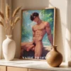 Digital Poster Modern Anime Male Nude Printable Wall Art