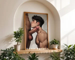 Printable Digital Poster Anime Male Nude Modern Wall Art