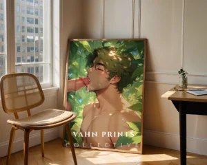 Digital Modern Anime Male Nude Wall Poster Printable Decor