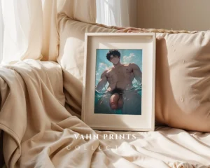Printable Anime Male Nude Digital Poster Modern Wall Decor