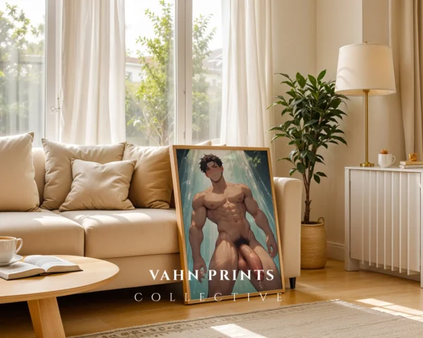 Digital Wall Art Anime Male Nude Poster Printable Modern Decor