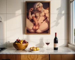 Digital Poster Nude Anime Male Printable Modern Wall Art