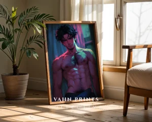 Printable Anime Male Nude Poster Digital Modern Wall Art