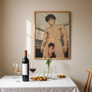Digital Anime Male Nude Poster Modern Printable Wall Art