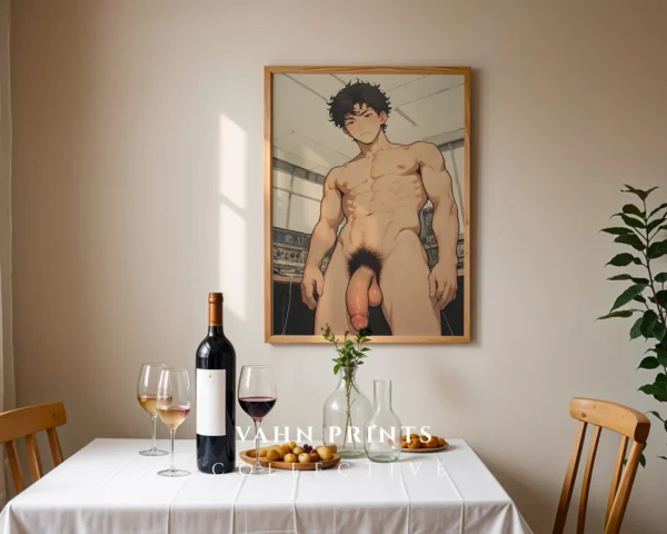 Digital Anime Male Nude Poster Modern Printable Wall Art