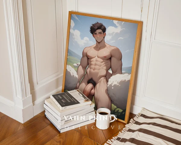 Modern Printable Wall Art Anime Male Nude Digital Poster