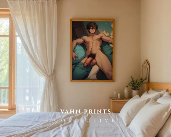 Printable Anime Male Nude Digital Poster Modern Wall Art
