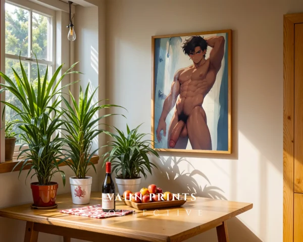 Digital Anime Male Nude Poster Printable Modern Wall Art