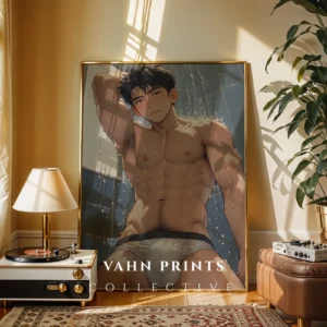 Digital Poster Printable Modern Anime Male Nude Wall Art