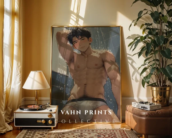 Digital Poster Printable Modern Anime Male Nude Wall Art