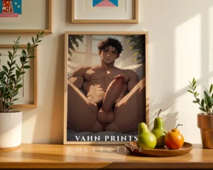 Digital Poster Anime Male Nude Printable Modern Wall Decor