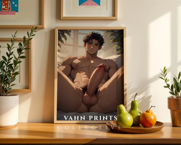 Digital Poster Anime Male Nude Printable Modern Wall Decor