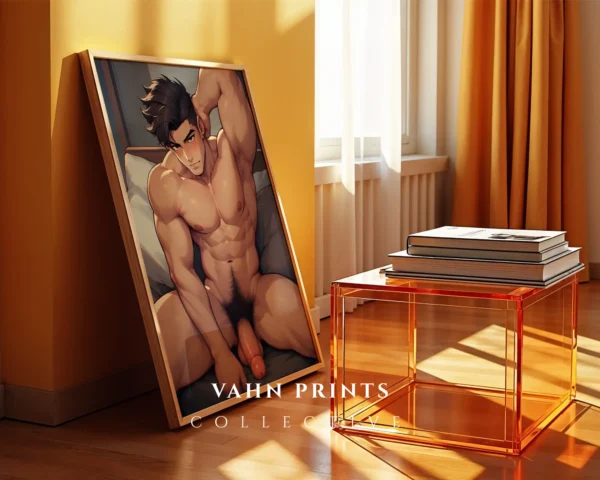 Sensual Anime Man Printable Poster Digital Wall Art