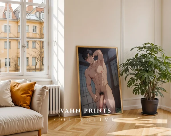 Printable Anime Man Nude Poster Hot Digital Wall Art