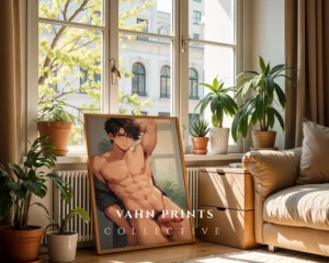 Anime Man Nude Poster Digital Printable Hot Wall Art