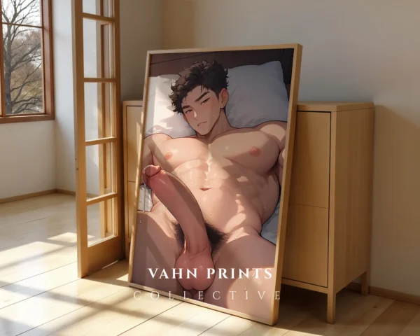 Printable Digital Poster Sexy Anime Man Nude Wall Art