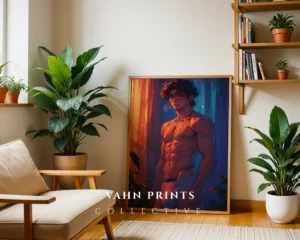 Sexy Anime Guy Digital Poster Modern Printable Wall Decor