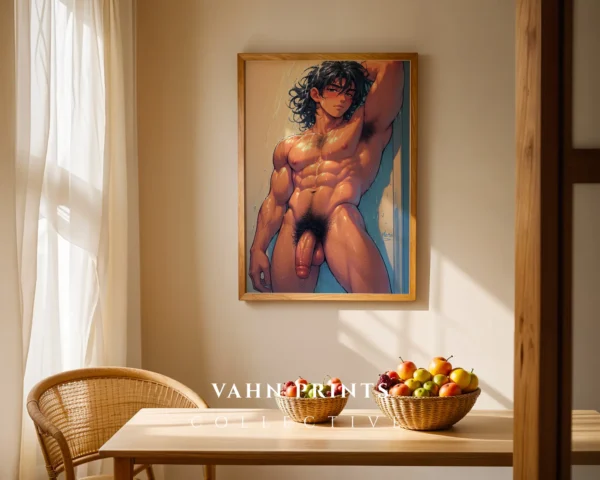 Naked Anime Man Digital Poster Modern Printable Wall Art
