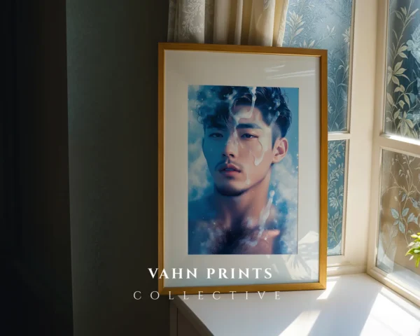 Digital Poster Modern Anime Guy Nude Printable Wall Art