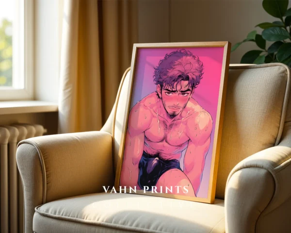 Sexy Anime Male Poster Printable Digital Modern Wall Art