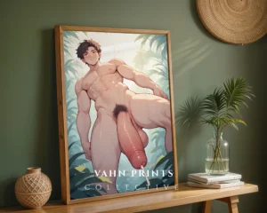 Modern Digital Anime Male Poster Printable Sexy Wall Art
