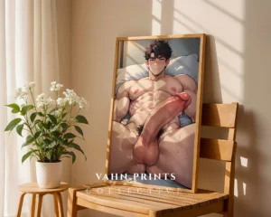 Naked Anime Male Digital Poster Printable Modern Wall Art